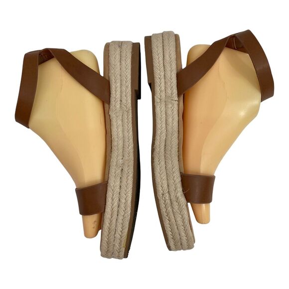 INC Espadrille Sandal Womens Size 8.5 Brown Ankle Buckle M Valet Tap - Picture 8 of 11